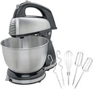 🔌 hamilton beach classic stand and hand mixer - 4 quarts, 6 speeds, quickburst, bowl rest - 290w peak power - black and stainless логотип