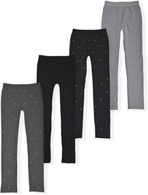 img 4 attached to Girls' Clothing and Leggings: Star Ride Fashion Leggings in Black, Charcoal Grey, and Black