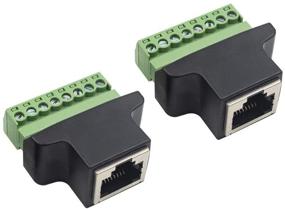 img 3 attached to 💻 Poyiccot RJ45 Screw Terminal Adaptor Connector - 2 pack, Female Jack to 8 Pin Screw Terminal for Cat7 Cat6 Cat5 Cat5e Ethernet Extender, CCTV, DVR Network Adapter