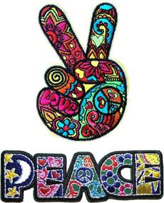 img 1 attached to 🌼 Retro Hippie Peace Patches Set - Iron On/Sew On Appliques for Jackets, Jeans, and more!