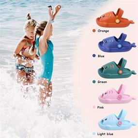 img 3 attached to Kids' Lightweight Open Toe Garden Clogs Boys Girls Beach Pool Slides Sandals - Cute Cartoon Shark Shower Slipper for Little Babies, Toddlers Non-Slip Summer Slippers Water Shoes