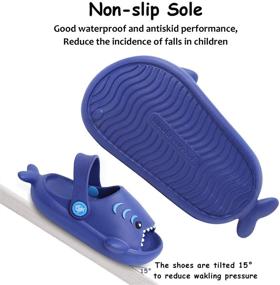 img 1 attached to Kids' Lightweight Open Toe Garden Clogs Boys Girls Beach Pool Slides Sandals - Cute Cartoon Shark Shower Slipper for Little Babies, Toddlers Non-Slip Summer Slippers Water Shoes