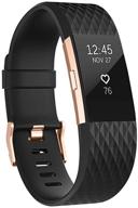 ремешки umaxget fitbit charge 2: стильный силиконовый спортивный браслет с розовым золотом/серебряной пряжкой для мужчин и женщин логотип