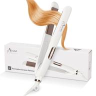 💇 aima beauty 2-in-1 professional hair straightener & curler: fast heating, lcd display, auto shut off - champagne white logo