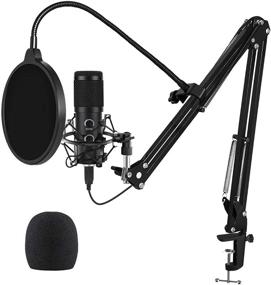 img 4 attached to 🎙️ Top-notch 2021 Upgraded USB Microphone for Gaming, Podcast, and Live Streaming on PC - Mic Studio Bundle with Adjustable Arm Stand, Plug & Play Design - Fits Windows & Mac, Black