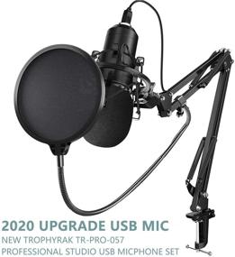 img 3 attached to 🎙️ Top-notch 2021 Upgraded USB Microphone for Gaming, Podcast, and Live Streaming on PC - Mic Studio Bundle with Adjustable Arm Stand, Plug & Play Design - Fits Windows & Mac, Black
