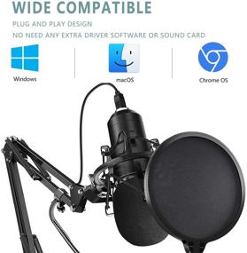 img 2 attached to 🎙️ Top-notch 2021 Upgraded USB Microphone for Gaming, Podcast, and Live Streaming on PC - Mic Studio Bundle with Adjustable Arm Stand, Plug & Play Design - Fits Windows & Mac, Black