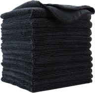 🧺 polyte premium microfiber cleaning cloth,12x12 inches, pack of 12 (black) logo