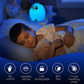 img 3 attached to 🐼 Cute Silicone Baby Night Light for Kids - Litake Panda Night Light with Tap Control, Color Changing LED Panda Lamp Nightlight for Children's Bedroom and Nursery