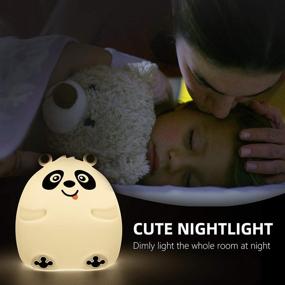 img 2 attached to 🐼 Cute Silicone Baby Night Light for Kids - Litake Panda Night Light with Tap Control, Color Changing LED Panda Lamp Nightlight for Children's Bedroom and Nursery