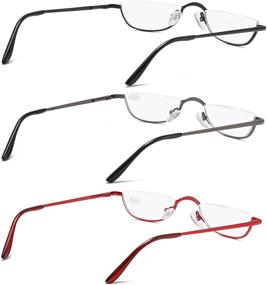 img 2 attached to DXYXYO 3 Pack Semi Rimless Small Reading Glasses with Metal Spring Hinge for Men and Women