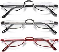 dxyxyo 3 pack semi rimless small reading glasses with metal spring hinge for men and women logo