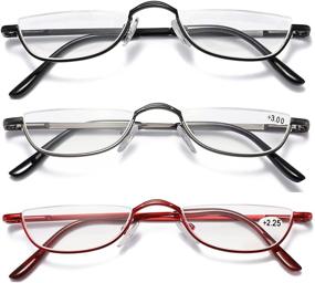 img 4 attached to DXYXYO 3 Pack Semi Rimless Small Reading Glasses with Metal Spring Hinge for Men and Women