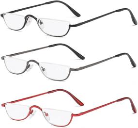 img 3 attached to DXYXYO 3 Pack Semi Rimless Small Reading Glasses with Metal Spring Hinge for Men and Women