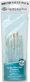 img 1 attached to RSET-9158 Royal Zip N' Close Gold Taklon Clear Acrylic Handle Detail 7-Piece Brush Set by Royal & Langnickel