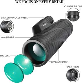 img 1 attached to 🔭 QMEET 12x42 Monocular Telescope with Smartphone Holder &amp; Tripod - High Power BAK4 Prism, Waterproof Fog HD Monocular Scope for Bird Watching, Hunting, Camping, Traveling, Hiking, Concerts