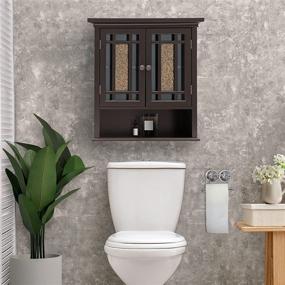 img 2 attached to 🚽 Windsor Detachable Dark Espresso Bathroom Cabinet - Teamson Home