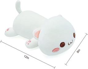 img 2 attached to White A, 12-Inch Anime Cat Plush Pillow: Cute Kitten Stuffed Animal Toy for Kids