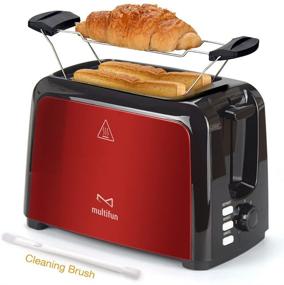 img 4 attached to Multifun Stainless Steel Toaster with Warm Rack, 2 Slice, UL Certified - Red