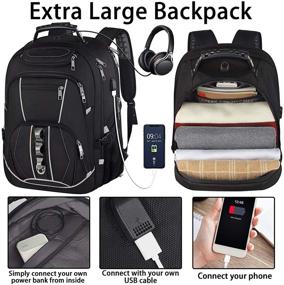 img 2 attached to 🎒 Ultimate Travel Laptop Backpack: Extra Large 18.4 Inch Laptop Bag with RFID Anti Theft, USB Charging Port, Water Resistance – Ideal College School Bookbag for Women and Men