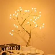 🌳 n/d desktop bonsai tree light with touch switch: 36 pearl leds, usb/battery powered for diy artificial wedding christmas interior decoration (36led pearl warm white) логотип