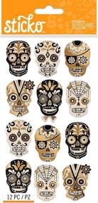 img 1 attached to 🎃 Spooky Sticko Halloween Silhouette Sugar Skull Stickers: Add eerie elegance to your decorations!