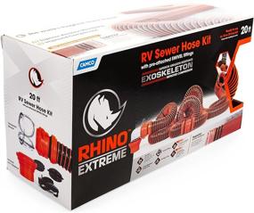 img 1 attached to 🚐 Camco RhinoEXTREME 20ft RV Sewer Hose Kit with Swivel Fitting and 4-In-1 Dump Station Fitting - Crush Resistant, Storage Caps Included