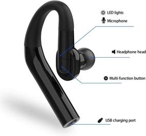 img 1 attached to 🎧 Беспроводной одноушный Bluetooth-гарнитур с микрофоном - разговорное время 15 часов, режим ожидания 240 часов - Bluetooth-гарнитура для дальнобойщиков для iPhone, Samsung, Android, ноутбука и грузовиков.