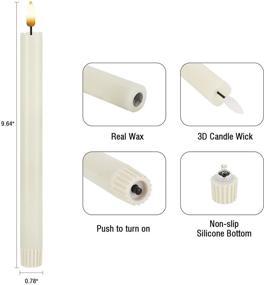 img 2 attached to 🕯️ White Ivory Flameless Taper Candles with Flickering Battery Operation, 3D Wick Warm Light Electric Candles – Pack of 6 LED Window Candles with 10-Key Remote, Ideal for Christmas, Home, Party, Wedding Décor