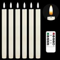 🕯️ white ivory flameless taper candles with flickering battery operation, 3d wick warm light electric candles – pack of 6 led window candles with 10-key remote, ideal for christmas, home, party, wedding décor logo
