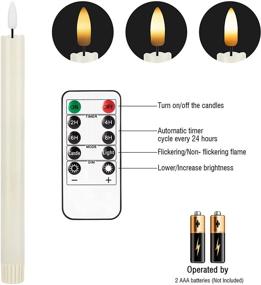 img 3 attached to 🕯️ White Ivory Flameless Taper Candles with Flickering Battery Operation, 3D Wick Warm Light Electric Candles – Pack of 6 LED Window Candles with 10-Key Remote, Ideal for Christmas, Home, Party, Wedding Décor