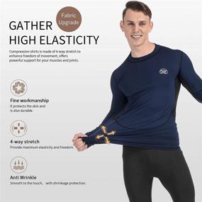 img 2 attached to MeetHoo Men's Thermal Underwear Set for Winter: Compression Base Layer Sports Long Johns with Fleece Lining for Running and Skiing