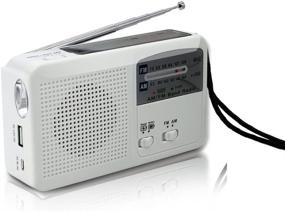 img 4 attached to 📻 Versatile and Reliable Emergency Radio: Solar & Hand Crank Powered, Battery-Operated, USB Rechargeable, FM/AM Radio, LED Flashlight, Cell Phone Charger (White)