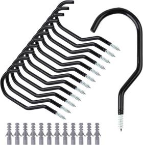 img 4 attached to Organize Your Garage with Faswin 12-Pack Bike Hanger Storage Hook Rack: Heavy-Duty Ceiling 🚲 and Wall Bicycle Storage Solution with Rubber Coating and Large Screw Hooks for Tools and Ladders
