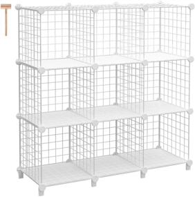 img 4 attached to TomCare Cube Storage: Versatile 9-Cube Metal 📦 Wire Organizer for Bedroom, Home Office, and Closet