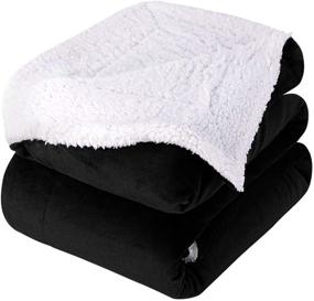 img 4 attached to HOMEIDEAS Sherpa Blanket Queen/Full Size - Extra Soft Fleece Blanket for All Seasons - Fuzzy Warm Bed and Couch Blanket - 90 x 90 Inches, Black