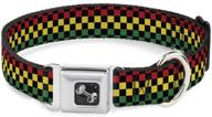 buckle-down seatbelt buckle dog collar - checker black/rasta: stylish and secure collar for your four-legged friend logo