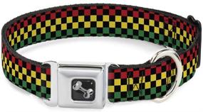 img 4 attached to Buckle-Down Seatbelt Buckle Dog Collar - Checker Black/Rasta: Stylish and Secure Collar for Your Four-Legged Friend