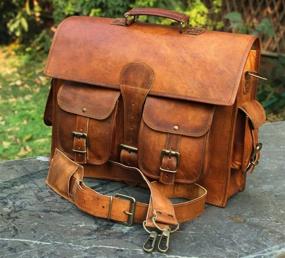 img 1 attached to Vintage Couture Men's Genuine Leather Handmade Laptop Messenger Briefcase Bag: A Timeless Style Statement