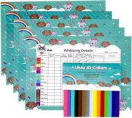 uiuix puppy whelping collars: 5 record keeping charts, 15 colorful id collars, adjustable bands for breeders logo