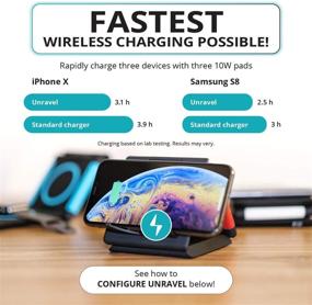 img 1 attached to 🔌 Unravel Wireless Charger 10W - Universal Qi Multiple Device Phone Triple Charging Station - iPhone X/XR/XS/XS Max/8/8 Plus, AirPods, Galaxy S10/S9/S9+/S8/S8+, Note 8/9, Nexus 4/5 (Blue)