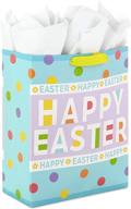 hallmark extra large easter gift bag with tissue paper - happy easter theme, polka dots design - perfect for easter baskets, egg hunts and kids presents logo