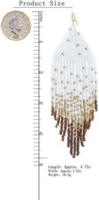 img 2 attached to Handmade Boho Tassel Dangle Earrings for Women & Girls - Long Statement Earrings with Miyuki Delica Fringe Beads - Stylish Jewelry