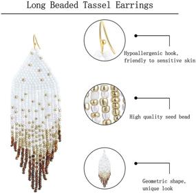 img 1 attached to Handmade Boho Tassel Dangle Earrings for Women & Girls - Long Statement Earrings with Miyuki Delica Fringe Beads - Stylish Jewelry