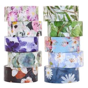 img 4 attached to 🌸 Flower Washi Tape Set - 10 Rolls of VEYLIN Floral Decorative Masking Tape for DIY Art Crafts and Gift Wrapping!