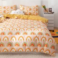 🌈 layenjoy twin rainbow duvet cover set - cartoon abstract rainbow cloud on light yellow - 100% cotton bedding - cute comforter cover with zipper ties - includes 2 pillowcases - ideal for kids, teens, boys, girls logo