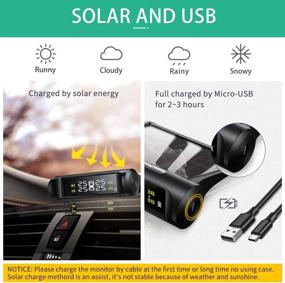 img 2 attached to 🚗 Enhanced TPMS Car Tire Pressure Monitoring System: Solar Power Charging, Intelligent Voice Alerts, 4 Advanced TMPS Sensors, 5 Alarm Modes - Simple Installation! (0-3.5 Bar/ 0-51 PSI)