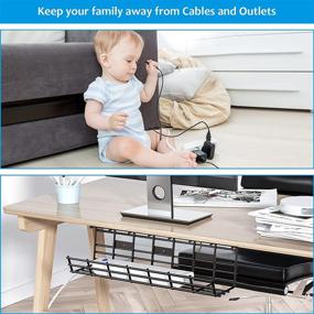 img 2 attached to Metal Under Desk Cable Management Tray, 2 Pack - Super Sturdy Wire Organizer for Desks - 34in Cable Tray Basket - Includes 2 Trays, Dimensions: L17x W4.1x H4.7in - Available in Black and Brown