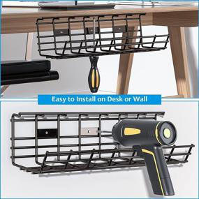 img 1 attached to Metal Under Desk Cable Management Tray, 2 Pack - Super Sturdy Wire Organizer for Desks - 34in Cable Tray Basket - Includes 2 Trays, Dimensions: L17x W4.1x H4.7in - Available in Black and Brown