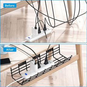 img 3 attached to Metal Under Desk Cable Management Tray, 2 Pack - Super Sturdy Wire Organizer for Desks - 34in Cable Tray Basket - Includes 2 Trays, Dimensions: L17x W4.1x H4.7in - Available in Black and Brown